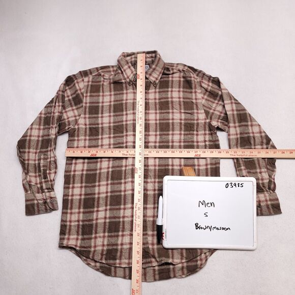 Windham Pointe Madras Flannel Casual Button Up Shirt Mens Size Small S Brown - Picture 6 of 10